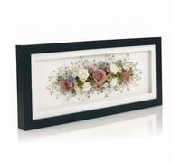 Boldon Framing 14x6" Shadow Box Frame, Black Solid Wood Deep 3D Frame With White Mount, Clear Acrylic Front 2cm Deep Frame For Crafts 3D Deep Objects, Medals, Flowers, Memorabilia