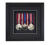 Boldon Framing 3d Deep Box Frame To Display War/Military/Sports Court Mounted Medals Black White Grey Oak (Black with Black Mount, 3 Medals)