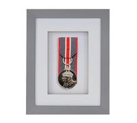 Boldon Framing 3d Deep Box Frame To Display War/Military/Sports Court Mounted Medals Black White Grey Oak (Grey with White Mount, 1 Medal)