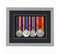 Boldon Framing 3d Deep Box Frame To Display War/Military/Sports Court Mounted Medals Black White Grey Oak (Grey with Black Mount, 4 Medals)