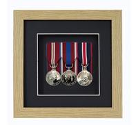 Boldon Framing 3d Deep Box Frame To Display War/Military/Sports Court Mounted Medals Black White Grey Oak (Light Oak with Black Mount, 3 Medals)