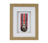 Boldon Framing 3d Deep Box Frame To Display War/Military/Sports Court Mounted Medals Black White Grey Oak (Light Oak with White Mount, 1 Medal)