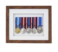 Boldon Framing 3d Deep Box Frame To Display War/Military/Sports Court Mounted Medals Black White Grey Oak (Medium Oak with White Mount, 5 Medals)