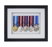 Boldon Framing 3d Deep Box Frame To Display War/Military/Sports Court Mounted Medals Black White Grey Oak (Black with White Mount, 5 Medals)