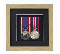 Boldon Framing 3d Deep Box Frame To Display War/Military/Sports Court Mounted Medals Black White Grey Oak (Light Oak with Black Mount, 2 Medals)