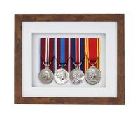 Boldon Framing 3d Deep Box Frame To Display War/Military/Sports Court Mounted Medals Black White Grey Oak (Medium Oak with White Mount, 4 Medals)