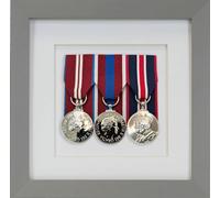 Boldon Framing 3d Deep Box Frame To Display War/Military/Sports Court Mounted Medals Black White Grey Oak (Grey with White Mount, 3 Medals)