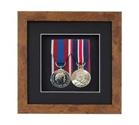Boldon Framing 3d Deep Box Frame To Display War/Military/Sports Court Mounted Medals Black White Grey Oak (Medium Oak with Black Mount, 2 Medals)