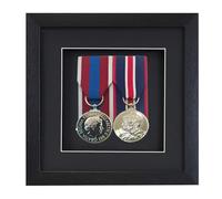 Boldon Framing 3d Deep Box Frame To Display War/Military/Sports Court Mounted Medals Black White Grey Oak (Black with Black Mount, 2 Medals)