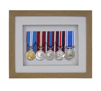 Boldon Framing 3d Deep Box Frame To Display War/Military/Sports Court Mounted Medals Black White Grey Oak (Light Oak with White Mount, 5 Medals)
