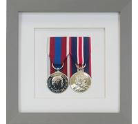 Boldon Framing 3d Deep Box Frame To Display War/Military/Sports Court Mounted Medals Black White Grey Oak (Grey with White Mount, 2 Medals)