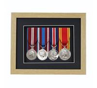 Boldon Framing 3d Deep Box Frame To Display War/Military/Sports Court Mounted Medals Black White Grey Oak (Light Oak with Black Mount, 4 Medals)