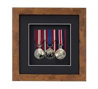 Boldon Framing 3d Deep Box Frame To Display War/Military/Sports Court Mounted Medals Black White Grey Oak (Medium Oak with Black Mount, 3 Medals)