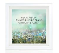 Boldon Framing - 40x40cm White Solid Wood Painted Picture Frame With White Mount To Fit 30x30cm Picture, Modern Stepped Profile Wall Mounted Safety Glazing