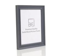 Boldon Framing - 50x40cm Dark Grey Painted Solid Wood Picture Photo Poster Frame, Modern Stepped Profile Wall Mounted Safety Glazing
