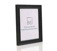 Boldon Framing - 8"x6" Black Painted Solid Wood Picture Photo Poster Frame, Modern Stepped Profile Free Standing or Wall Mounted Safety Glazing