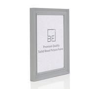Boldon Framing - 9"x9" Pale Grey Painted Solid Wood Picture Photo Poster Frame, Modern Stepped Profile Wall Mounted Safety Glazing