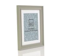 Boldon Framing - 9x7 Beige Solid Wood Painted Picture Frame With White Mount To Fit 7x5 Picture, Modern Stepped Profile Free Standing and Wall Mounted Safety Glazing
