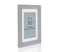 Boldon Framing - A2 Pale Grey Solid Wood Painted Picture Frame With White Mount To Fit A3 Picture, Modern Stepped Profile Wall Mounted Safety Glazing