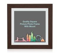 Boldon Framing - Brown, Square Flat Brushed Photo Frame with White Wall Mount,12x12 For Picture Size 10x10