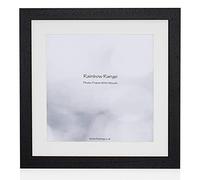 Boldon Framing - Matt Black, Square Thin Photo Frame in Solid Wood with White Wall Mount, 14x11" For Pic A4