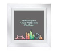 Boldon Framing - Silver, Square Flat Brushed Photo Frame with White Wall Mount,40x40 For Picture Size 30x30cm