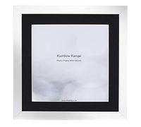 Boldon Framing - Silver, Square Thin Photo Frame in Solid Wood with Black Wall Mount, 40x40cm- Pic Size 30x30cm