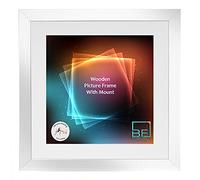 Boldon Framing - Silver, Square Thin Photo Frame in Solid Wood with White Wall Mount, 50x50cm- Pic Size 40x40cm Picture Display