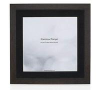 Boldon Framing - Walnut, Square Thin Photo Frame in Solid Wood with Black Wall Mount, 8x8- Pic Size 6x6