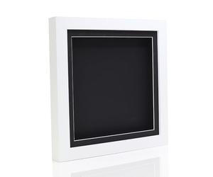 Boldon Framing White 3D Shadow Deep Box Photo Frame for Medal, Flower & Crafts Display. Cube Picture Frames. Size 12x10", Black Mount