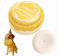 BoldPet Dog Birthday Cake Squeaky Toy - Interactive Floatable with Built-in Sound - Durable Dog Birthday Toy - Safe for Tooth Grinding for Large Breeds (Yellow)