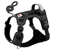 BOLDPET Dog Harness with Airtag Holder and Leash Set-Premium Oxford No Pull Dog Harness-Reflective Dog Leash-Adjustable Dog Harness Small Sized Dog, Medium,Large and X Large Dogs (Black, Small)