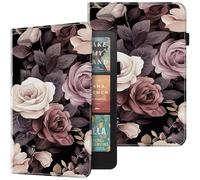 BOLELAW Case for 7" Kindle Paperwhite 12th Gen 2024 & Kindle Colorsoft Signature Edition 2024 PU Leather Flip Folio Wallet Card Slots Tablet Case, Rose Bush