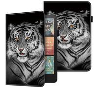 BOLELAW Case for 7" Kindle Paperwhite 12th Gen 2024 & Kindle Colorsoft Signature Edition 2024 PU Leather Flip Folio Wallet Card Slots Tablet Case, Tigers