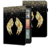 BOLELAW Case for 7" Kindle Paperwhite 12th Gen 2024 & Kindle Colorsoft Signature Edition 2024 PU Leather Flip Folio Wallet Card Slots Tablet Case, Golden Wings
