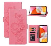 BOLELAW Case for Google Pixel 9A [Magnetic Closure][Card Slot][Stand Function] Embossed Heart Peach Leather Wallet Flip Case for Pixel 9A, Rose Red