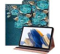 BOLELAW Case for Honor Pad X8a 11 inch 2024 Leather Folio Flip Cover [Card Slot] [Stand Function] for Honor Pad X8a Tablet Case, Blue Rose