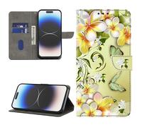 BOLELAW Case for Samsung Galaxy A40 - PU Leather Flip Wallet Case with Magnetic Closure, Kickstand & Card Slots, Flower & Butterfly