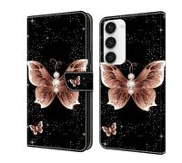 BOLELAW Case for Samsung Galaxy S23 - PU Leather Flip Cover with Magnetic Closure, Kickstand & 2 Card Slots, Pink Butterfly