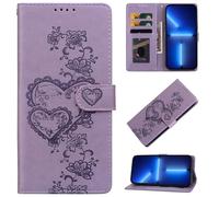 BOLELAW Case for Samsung Galaxy S25 Edge Embossed Heart PU Leather Flip Wallet Case with Magnetic Closure, Card Slot & Kickstand, Purple
