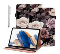 BOLELAW Case for Samsung Galaxy Tab A7 Lite 8.7 inch 2021, SM-T220/T225 Folio Flip Cover with Card Slot and Stand Function, Rose Bush