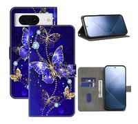 BOLELAW Wallet Case for Google Pixel 8, PU Leather Flip Cover with Magnetic Closure, 2 Card Slots, Kickstand & Shockproof Protection, Diamond Butterfly
