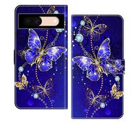 BOLELAW Wallet Case for Google Pixel 8A, PU Leather Flip Cover with Magnetic Closure, 2 Card Slots, Kickstand & Shockproof Protection, Diamond Butterfly