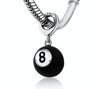 Bolenvi Billiard Pool Tables Magic 8 Ball Fortune Teller 925 erling Silver Pendant Charm Bead For Pandora & Similar Charm Bracelets or Necklaces