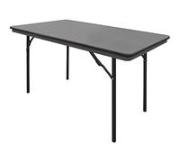 Bolero ABS Rectangular Folding Banquet Table, 4ft Grey, 750X1220X610mm | Supplied fully assembled for immediate setup; wipes clean instantly and collapses flat for simple, space-saving storage.