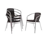 Bolero Aluminium and Black Wicker Chairs Black (Pack of 4) - U507