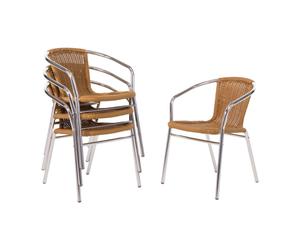 Bolero Aluminium and Natural Wicker Chair (Pack of 4) - U422