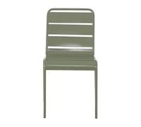 Bolero Amalfi Slatted Steel Side Chairs, Olive Green (4 Pack) | Stacking design saves storage space; arrives fully assembled and weather-resistant for commercial indoor or outdoor dining.