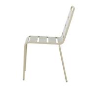 Bolero Amalfi Slatted Steel Stacking Side Chairs (Pack of 4), Taupe | Arrives fully assembled for instant setup; weather-resistant finish suits both indoor and outdoor commercial venues.
