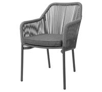 Bolero Bay PE Twist Rattan Outdoor Arm Chair Charcoal, Set 2